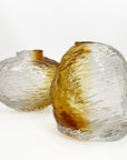 Retro Textured Amber Glass Vase S