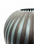 Ribbed Black & Blue Ceramic Vase