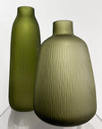 Etched Forest Green Tall Vase