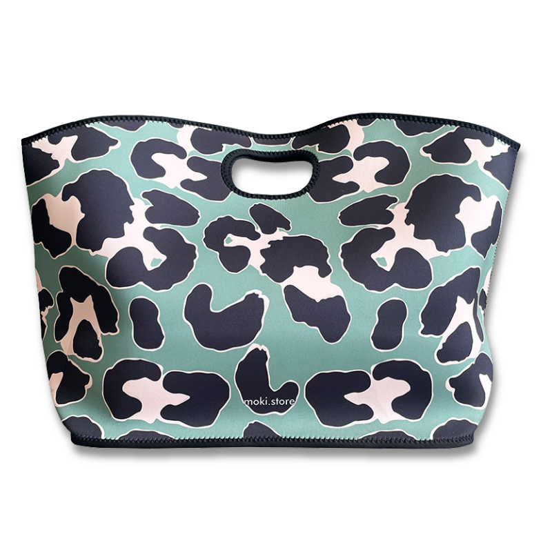 Oversized Teal Leopard Tote Bag