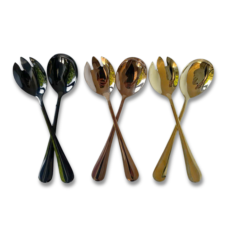Metallic Stainless Steel Salad Server Set